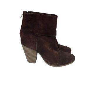 Rag & Bone Classic Newbury Burgundy Suede Heeled Ankle Booties Size 38‎